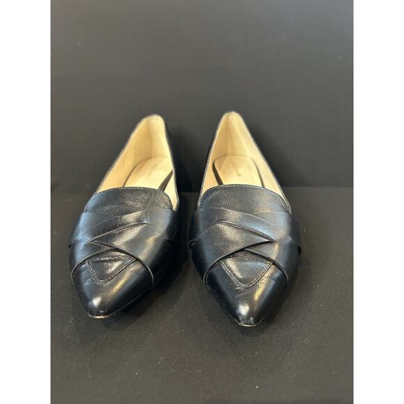 Cole Haan Shoes - Cole Haan Camila Skimmer Leather Pointed Toe Weave Flat Shoes size 6 in Black